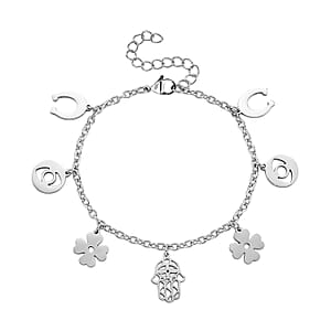 Multiple Symbolic Charms Bracelet in Stainless Steel (7.50-9.50In)