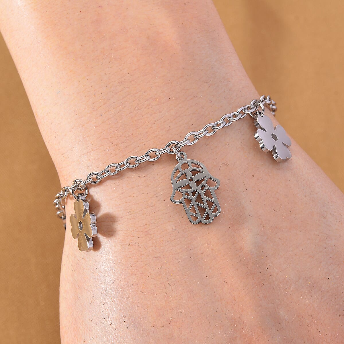 Multiple Symbolic Charms Bracelet in Stainless Steel (7.50-9.50In) image number 1