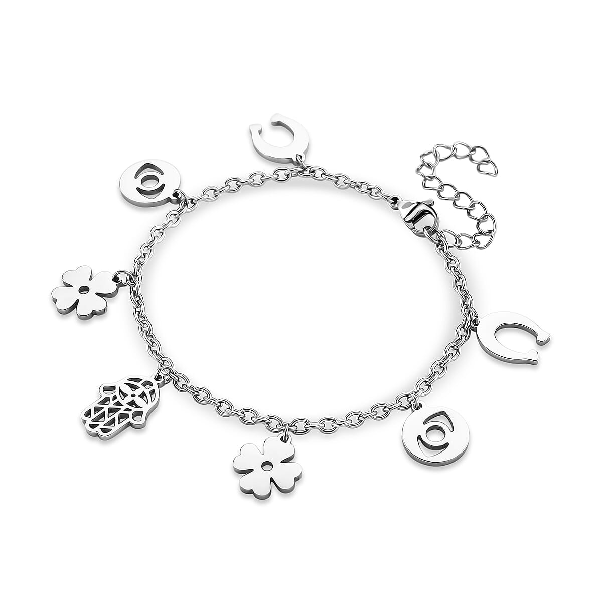 Multiple Symbolic Charms Bracelet in Stainless Steel (7.50-9.50In) image number 3
