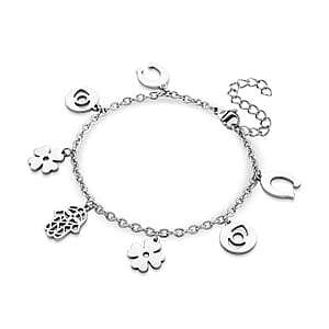Multiple Symbolic Charms Bracelet in Stainless Steel (7.50-9.50In)