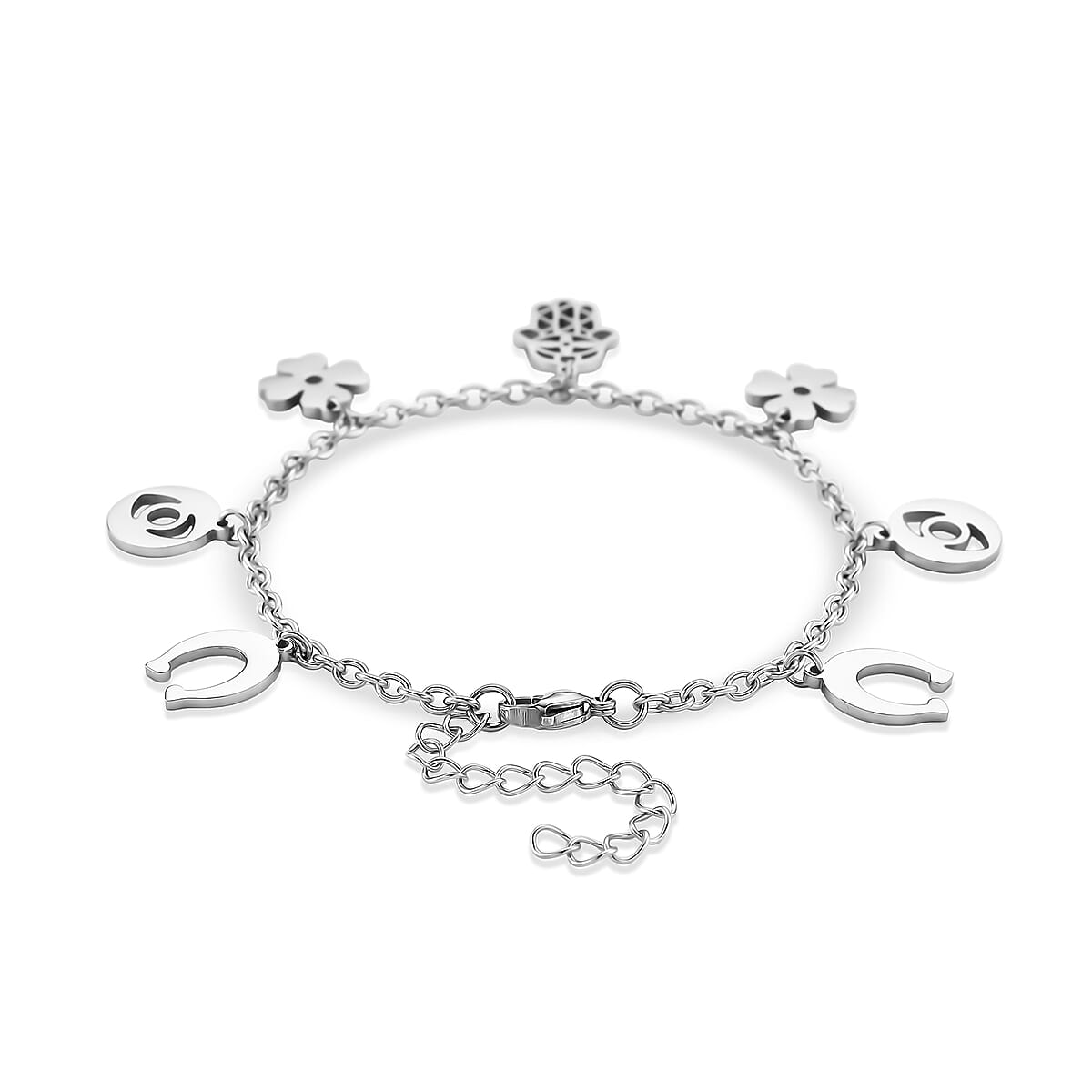 Multiple Symbolic Charms Bracelet in Stainless Steel (7.50-9.50In) image number 4