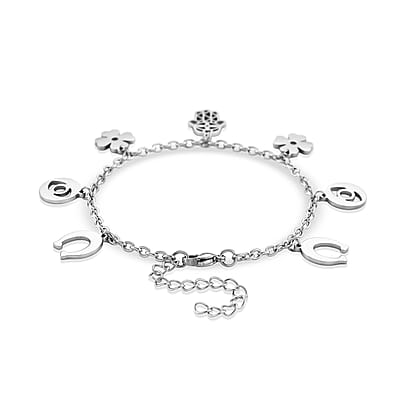 Multiple Symbolic Charms Bracelet in Stainless Steel (7.50-9.50In)