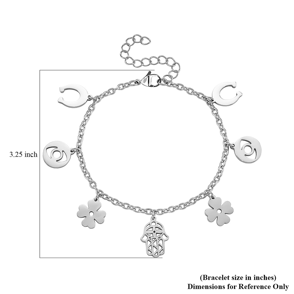 Multiple Symbolic Charms Bracelet in Stainless Steel (7.50-9.50In) image number 6