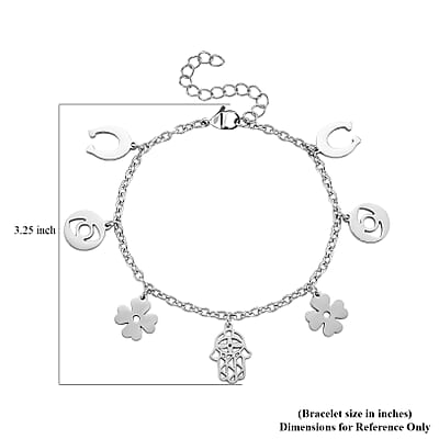 Multiple Symbolic Charms Bracelet in Stainless Steel (7.50-9.50In)