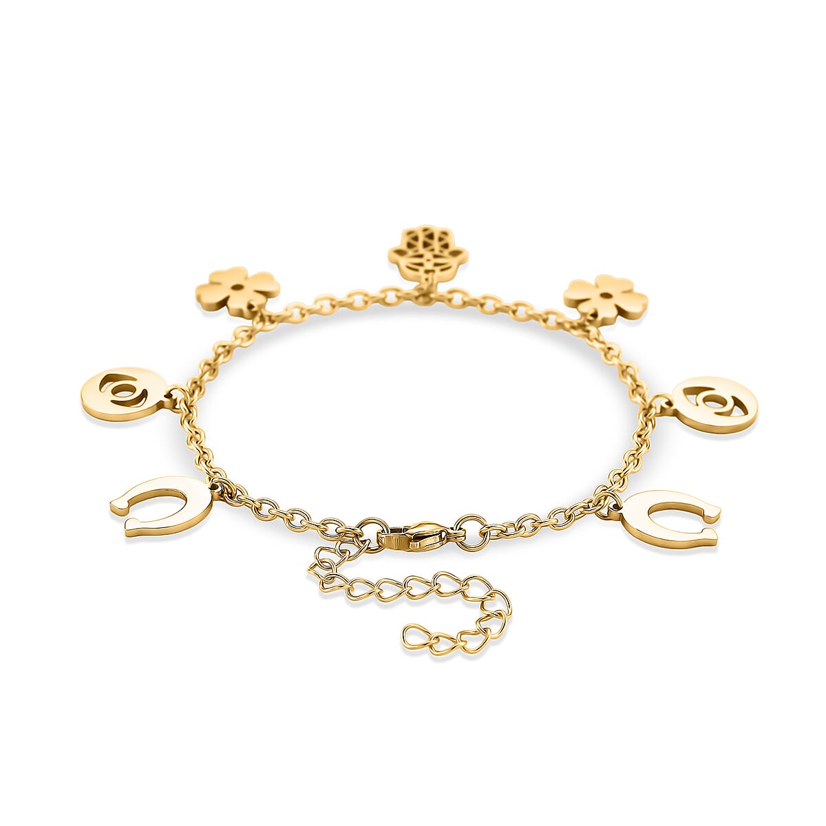 Multiple Symbolic Charms Bracelet in ION Plated YG Stainless Steel (7.50-9.50In) image number 4