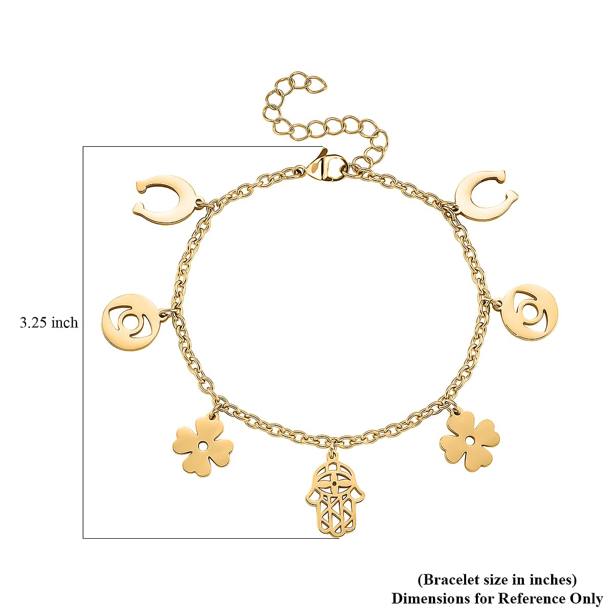 Multiple Symbolic Charms Bracelet in ION Plated YG Stainless Steel (7.50-9.50In) image number 6