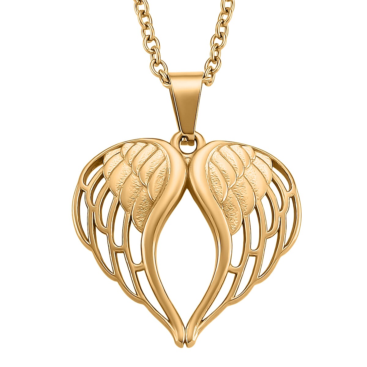 Angel Heart Pendant Necklace in ION Plated YG Stainless Steel 20-22 Inches image number 0