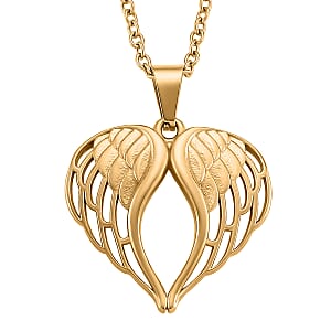 Angel Heart Pendant Necklace in ION Plated YG Stainless Steel 20-22 Inches