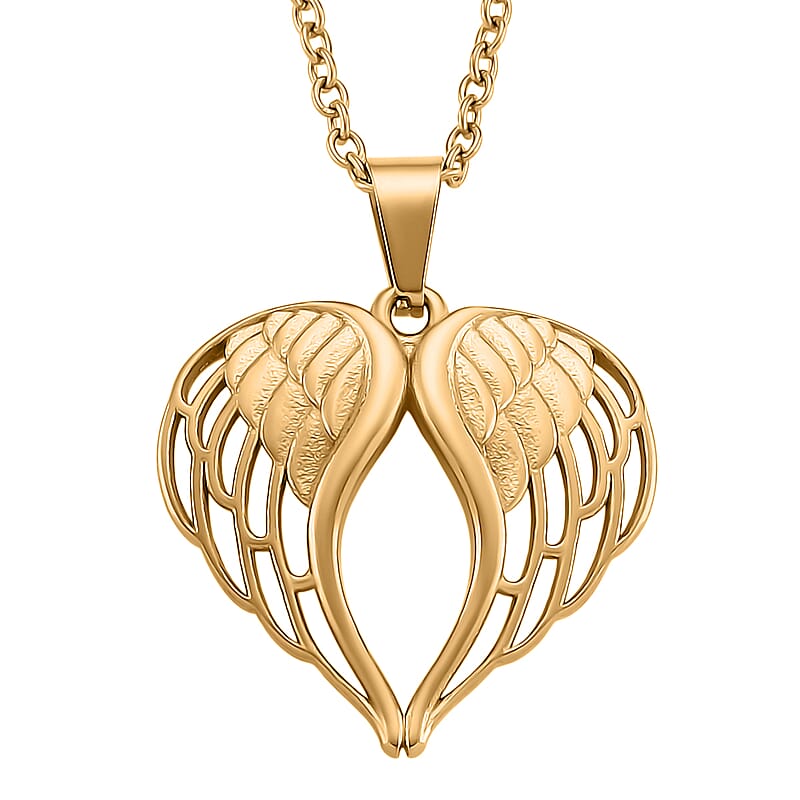 Angel Heart Pendant Necklace in ION Plated YG Stainless Steel 20-22 Inches