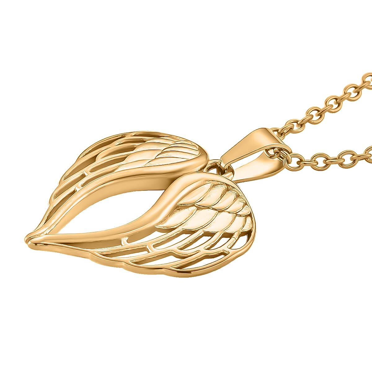 Angel Heart Pendant Necklace in ION Plated YG Stainless Steel 20-22 Inches image number 2