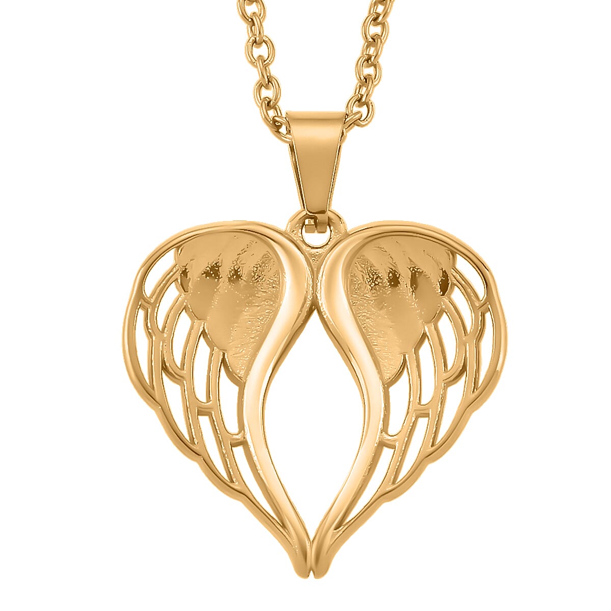 Angel Heart Pendant Necklace in ION Plated YG Stainless Steel 20-22 Inches image number 3