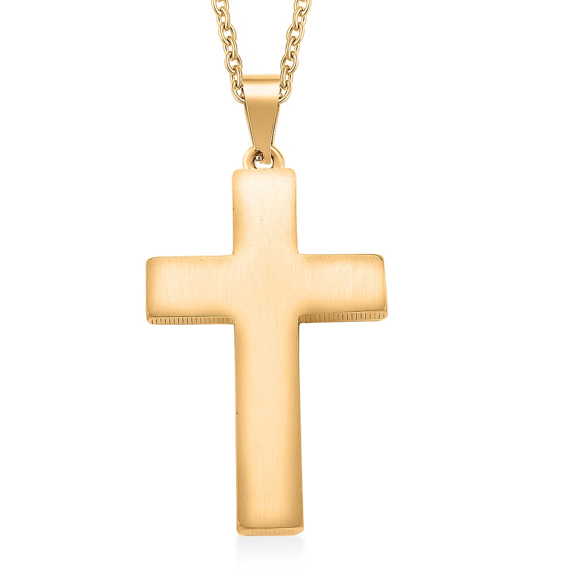 Geometric Cross Pendant Necklace in ION Plated YG Stainless Steel 20-22 Inches image number 3