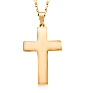 Geometric Cross Pendant Necklace in ION Plated YG Stainless Steel 20-22 Inches
