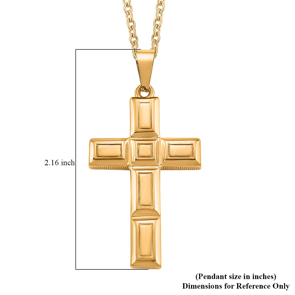 Geometric Cross Pendant Necklace in ION Plated YG Stainless Steel 20-22 Inches image number 5