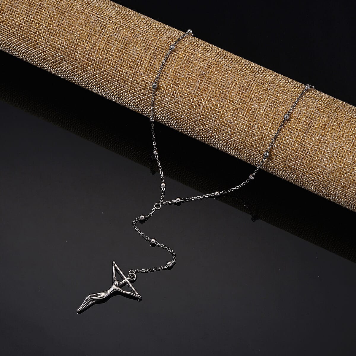 Crucifix Beaded Necklace in Stainless Steel 36 Inches image number 1