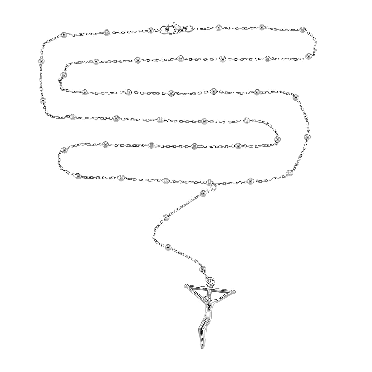 Crucifix Beaded Necklace in Stainless Steel 36 Inches image number 2