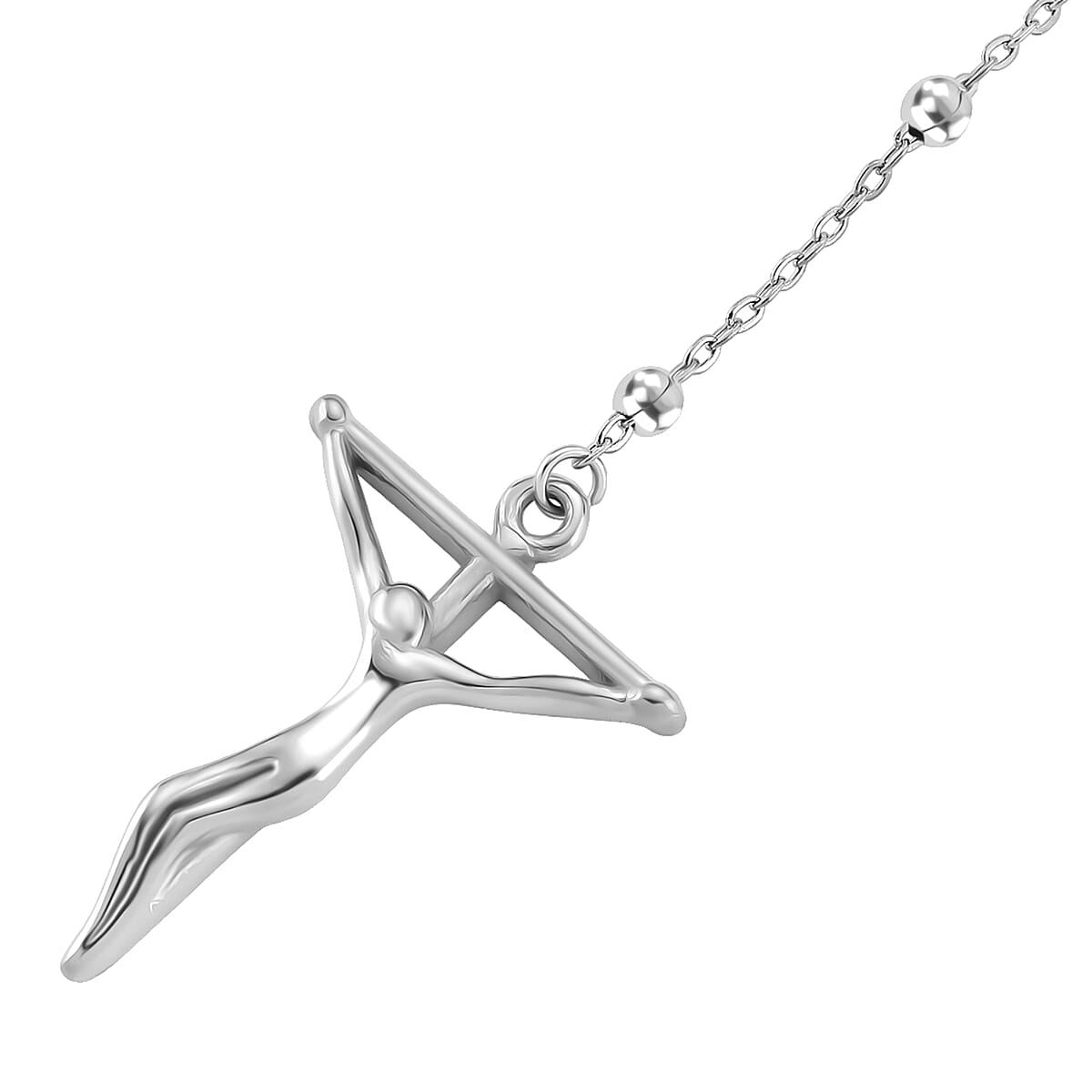 Crucifix Beaded Necklace in Stainless Steel 36 Inches image number 3