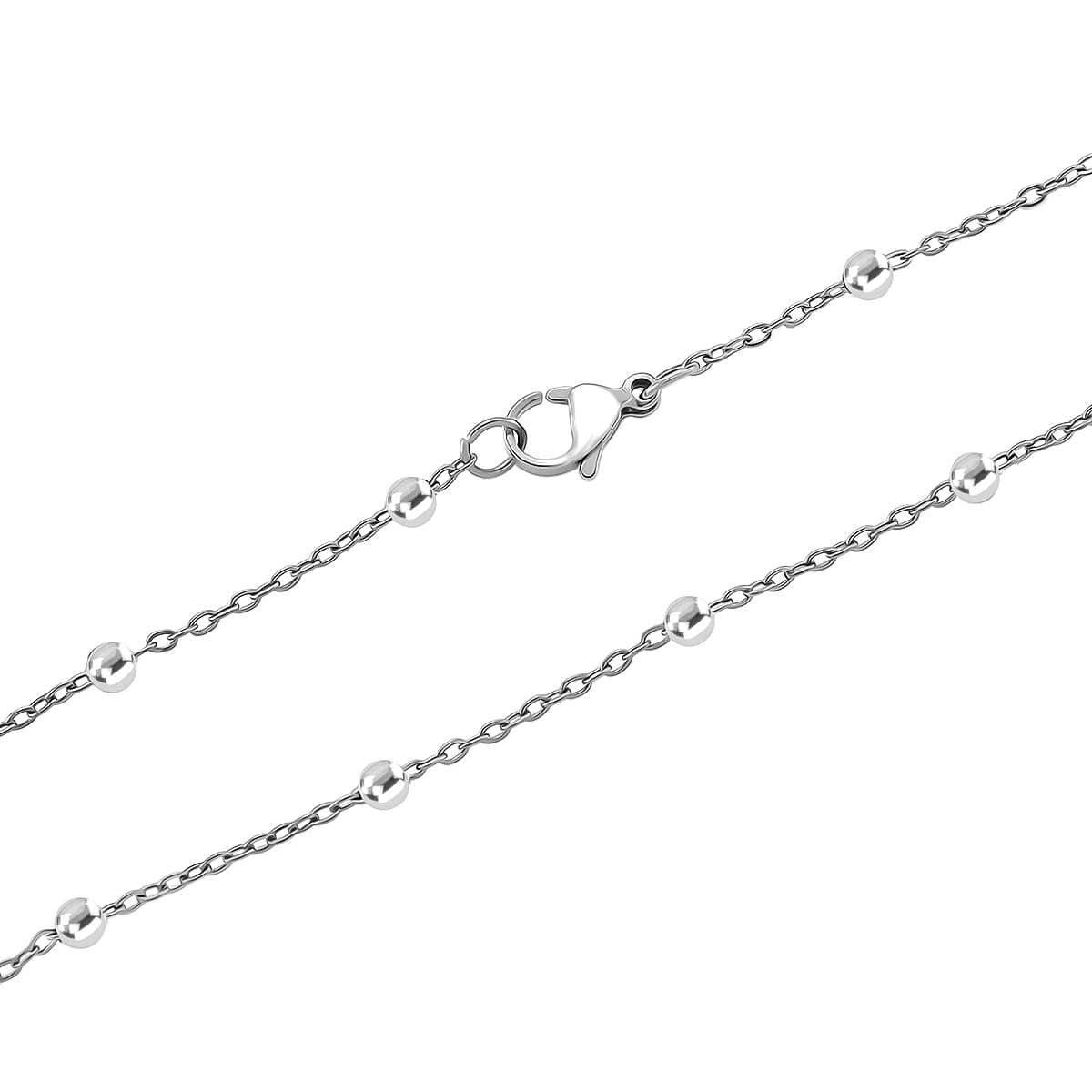 Crucifix Beaded Necklace in Stainless Steel 36 Inches image number 4