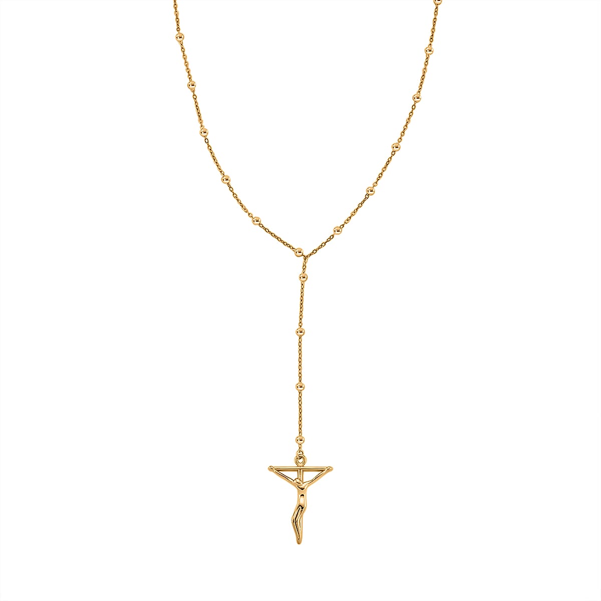 Crucifix Beaded Necklace in ION Plated YG Stainless Steel 36 Inches image number 0