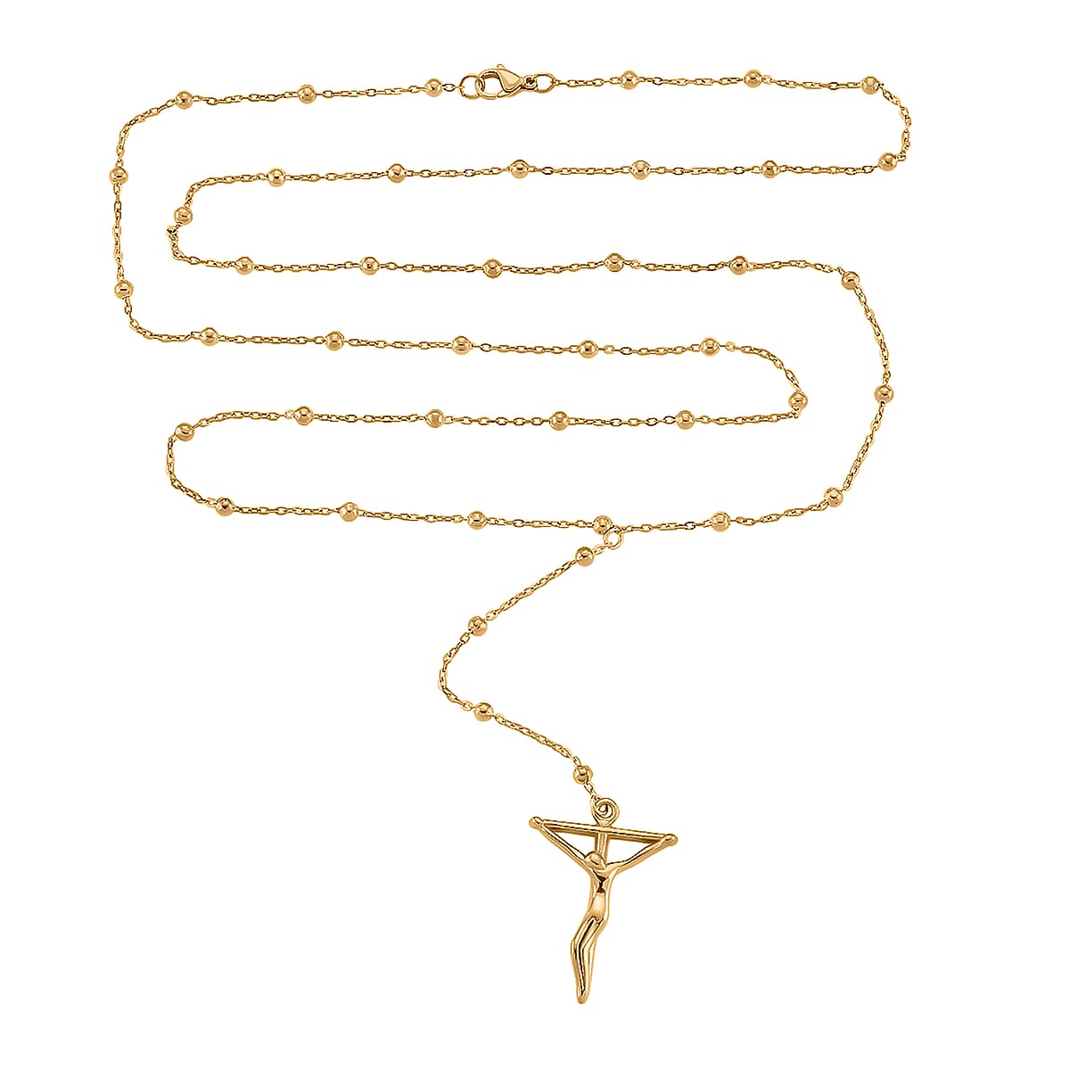 Crucifix Beaded Necklace in ION Plated YG Stainless Steel 36 Inches image number 2