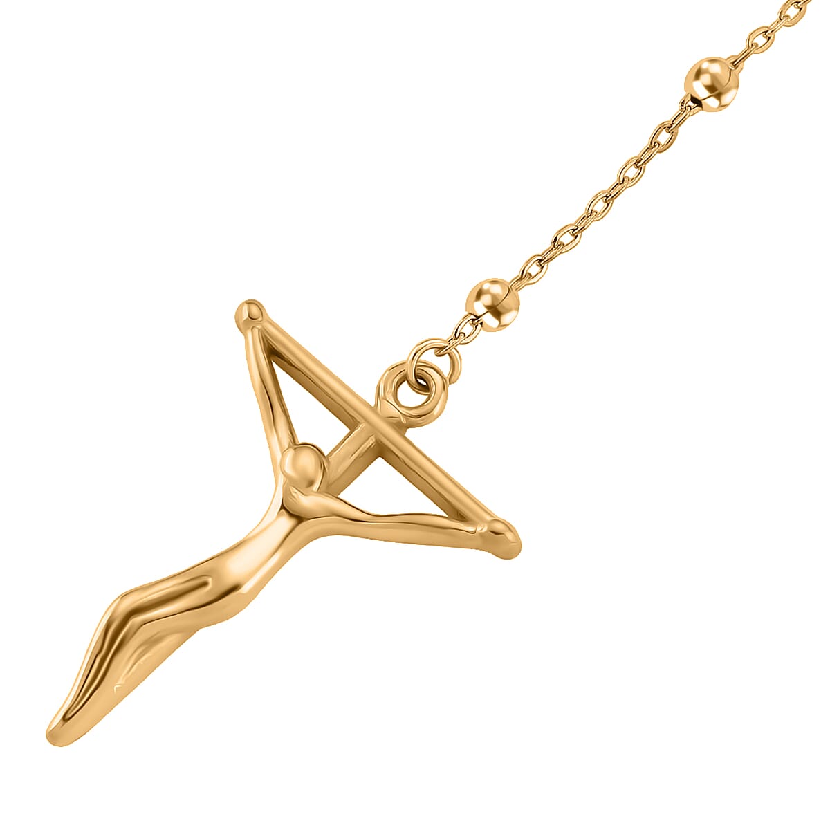 Crucifix Beaded Necklace in ION Plated YG Stainless Steel 36 Inches image number 3