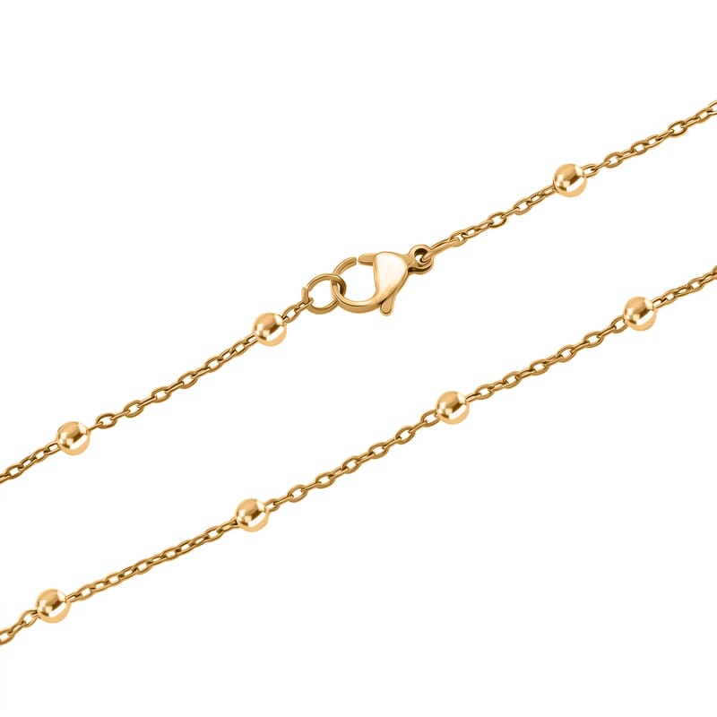 Crucifix Beaded Necklace in ION Plated YG Stainless Steel 36 Inches