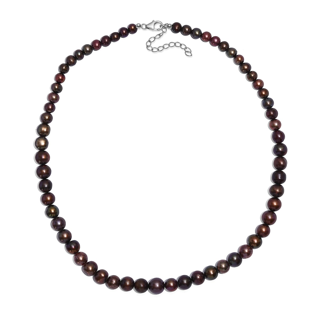 Brown Dyed Pearl Necklace in Stainless Steel 18 Inches image number 3