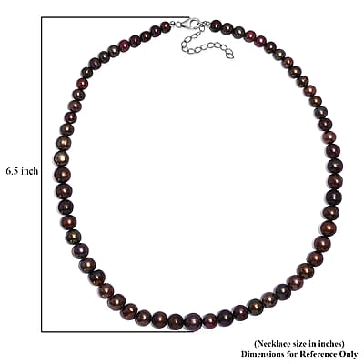 Brown Dyed Pearl Necklace in Stainless Steel 18 Inches