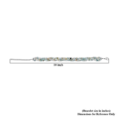 Amazonite 80.00 ctw Beaded 2 Row Bracelet in Stainless Steel (7.25 In)