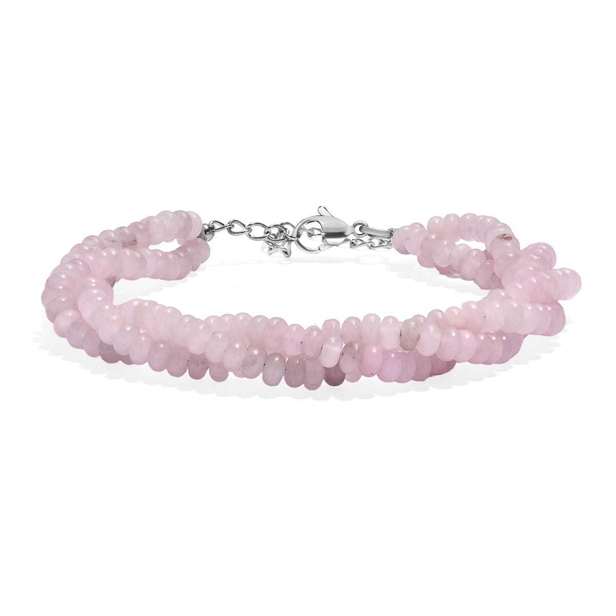 Galilea Rose Quartz 80.00 ctw Beaded 2 Row Bracelet in Stainless Steel (7.25 In) image number 0