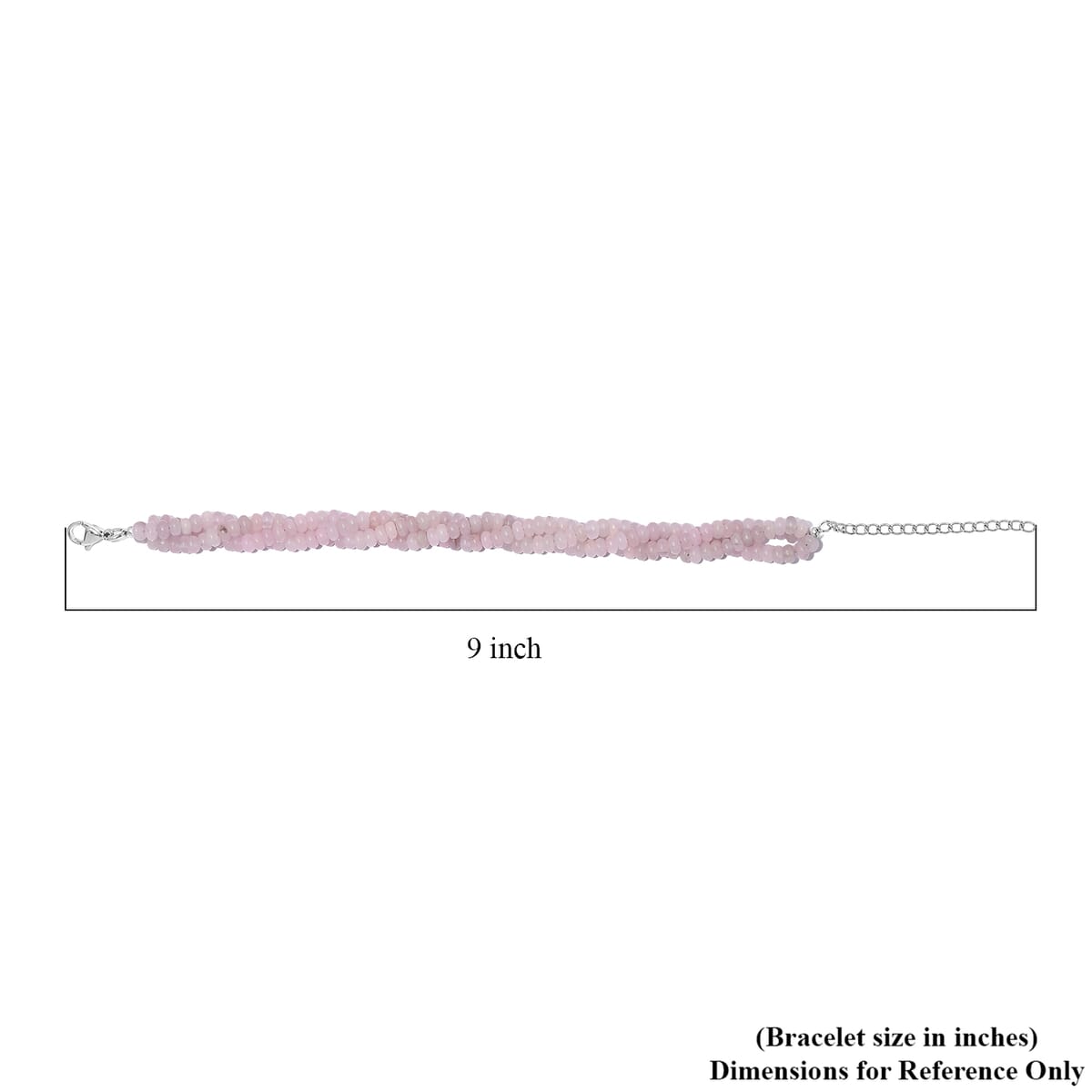 Galilea Rose Quartz 80.00 ctw Beaded 2 Row Bracelet in Stainless Steel (7.25 In) image number 4