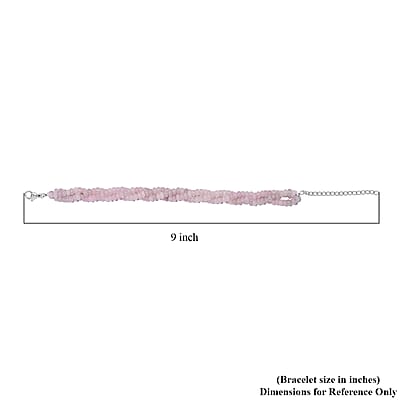 Galilea Rose Quartz 80.00 ctw Beaded 2 Row Bracelet in Stainless Steel (7.25 In)