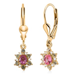 D’Joy Premium Mahenge Spinel and Multi Gemstone 0.55 ctw Lever Back Earrings in 18K Vermeil YG Over Sterling Silver
