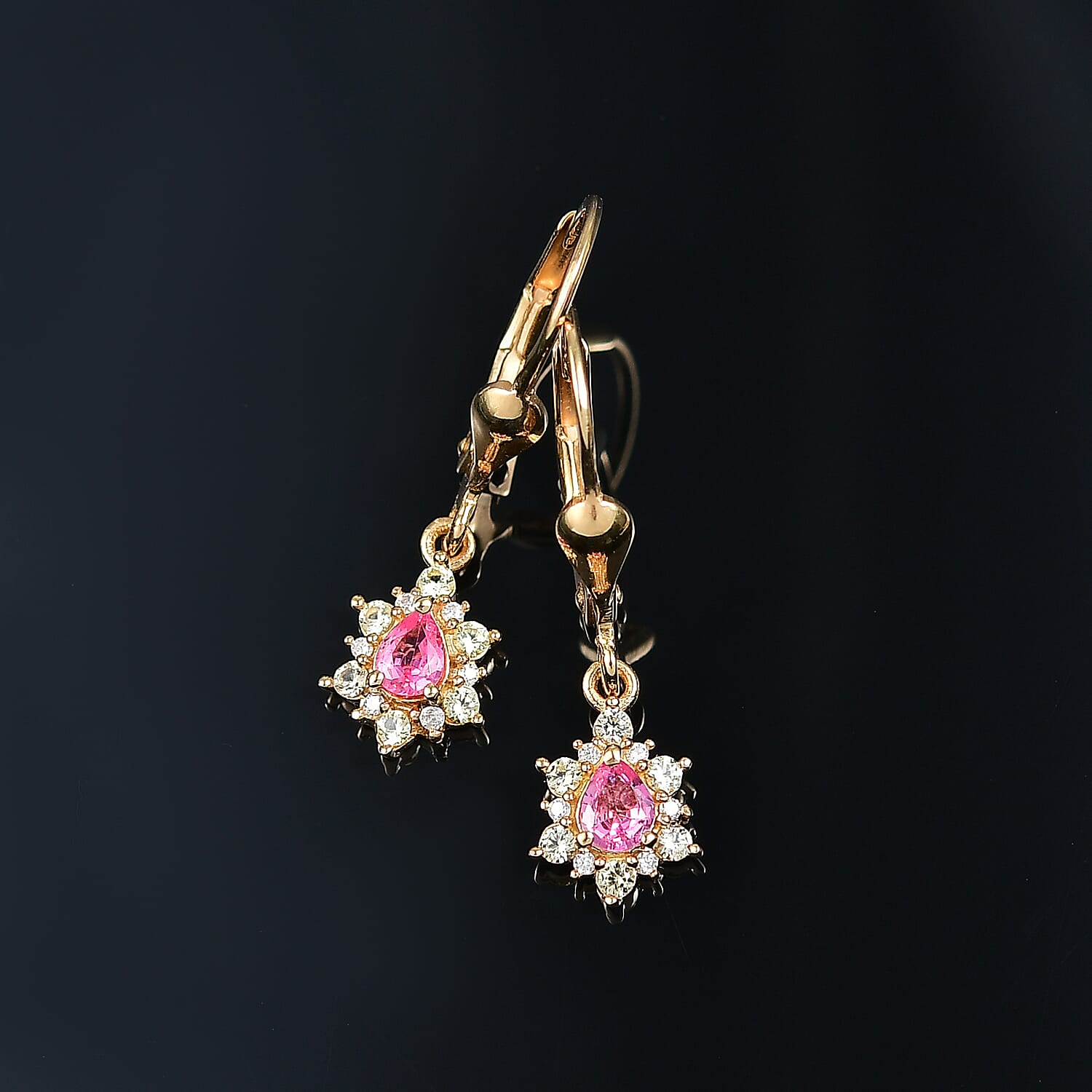 D'Joy Premium Mahenge Spinel and Multi Gemstone 0.55 ctw Drop Earrings in 18K Vermeil YG Over Sterling Silver