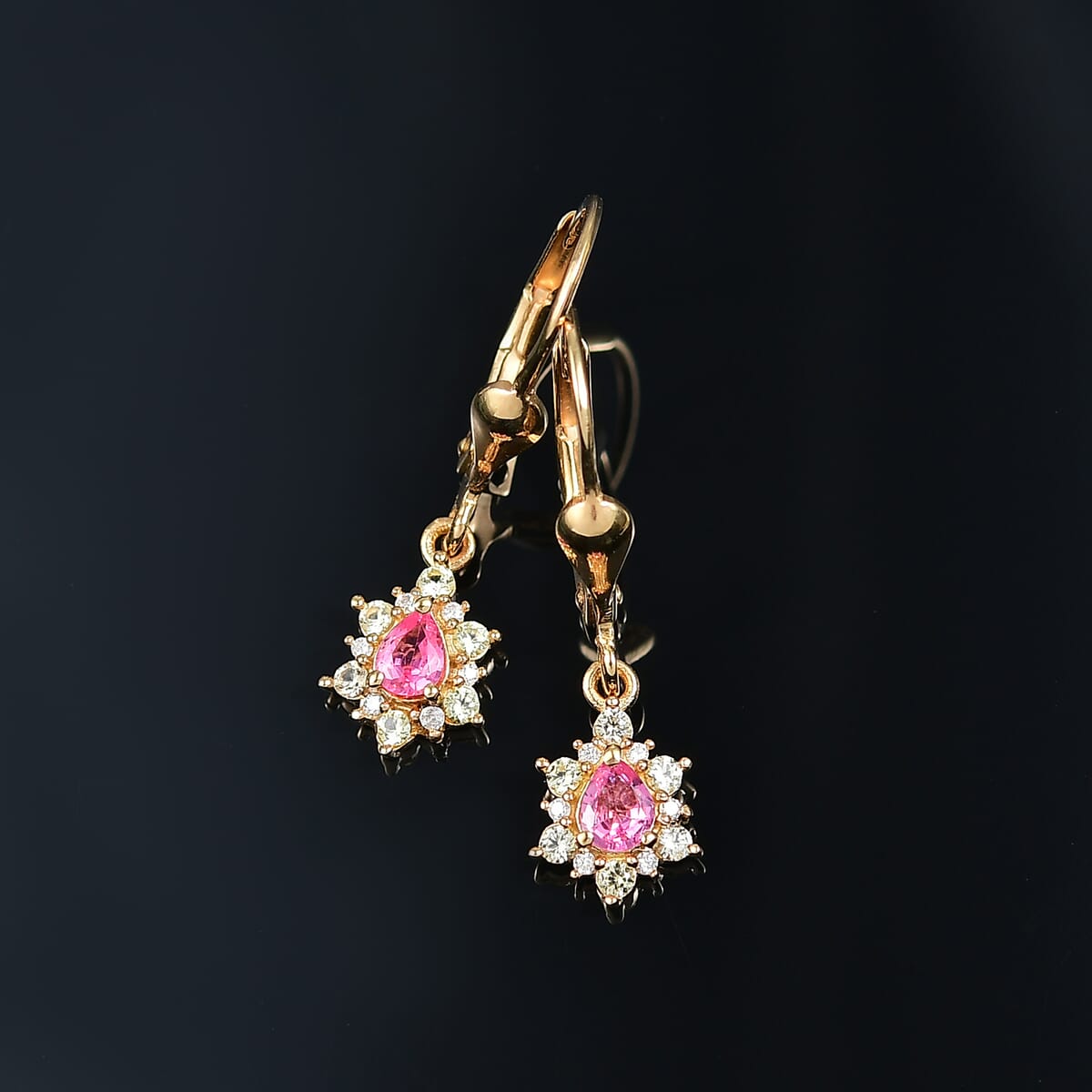 D’Joy Premium Mahenge Spinel and Multi Gemstone 0.55 ctw Lever Back Earrings in 18K Vermeil YG Over Sterling Silver image number 1