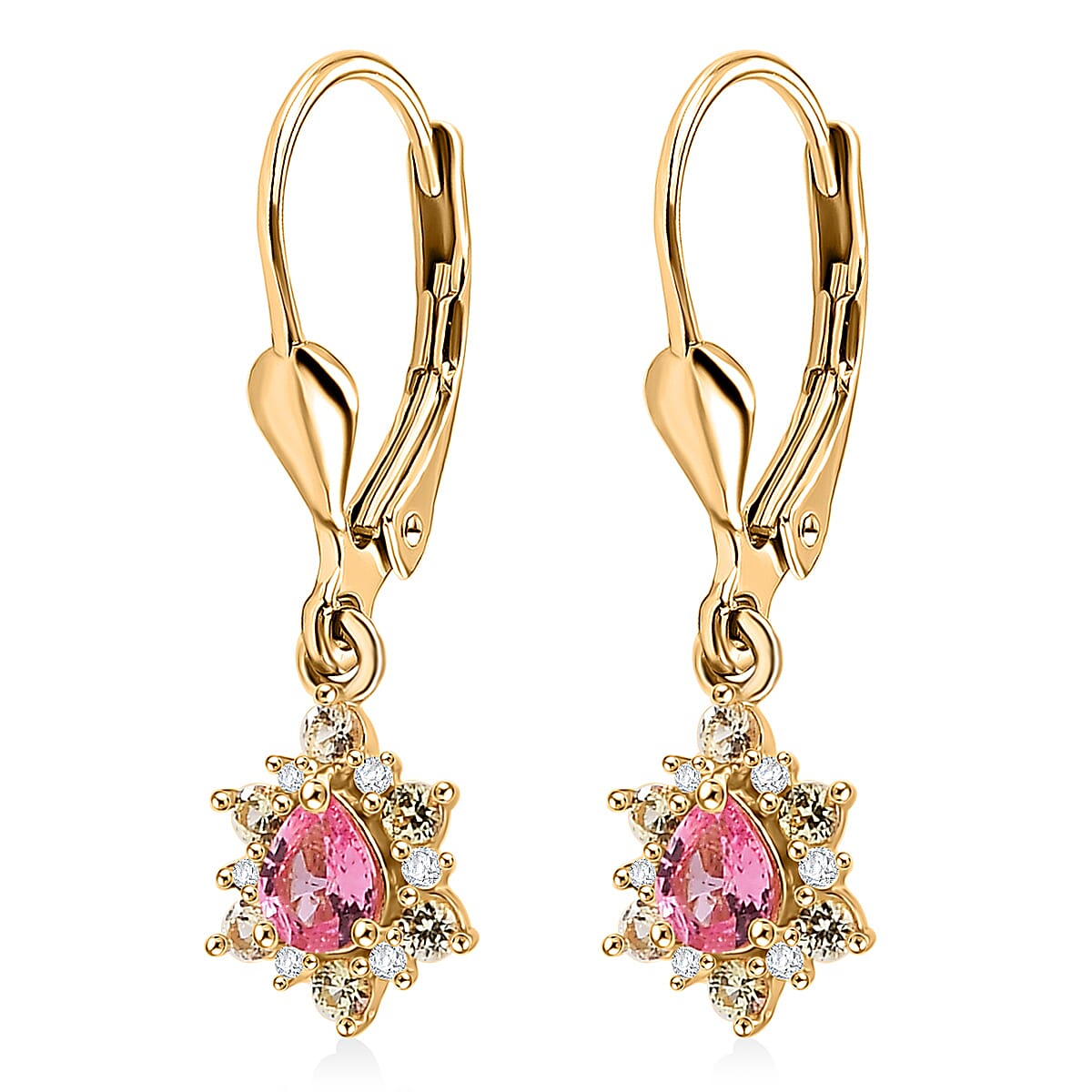 D'Joy Premium Mahenge Spinel and Multi Gemstone 0.55 ctw Drop Earrings in 18K Vermeil YG Over Sterling Silver