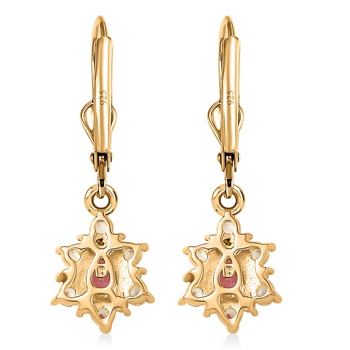 D'Joy Premium Mahenge Spinel and Multi Gemstone 0.55 ctw Drop Earrings in 18K Vermeil YG Over Sterling Silver