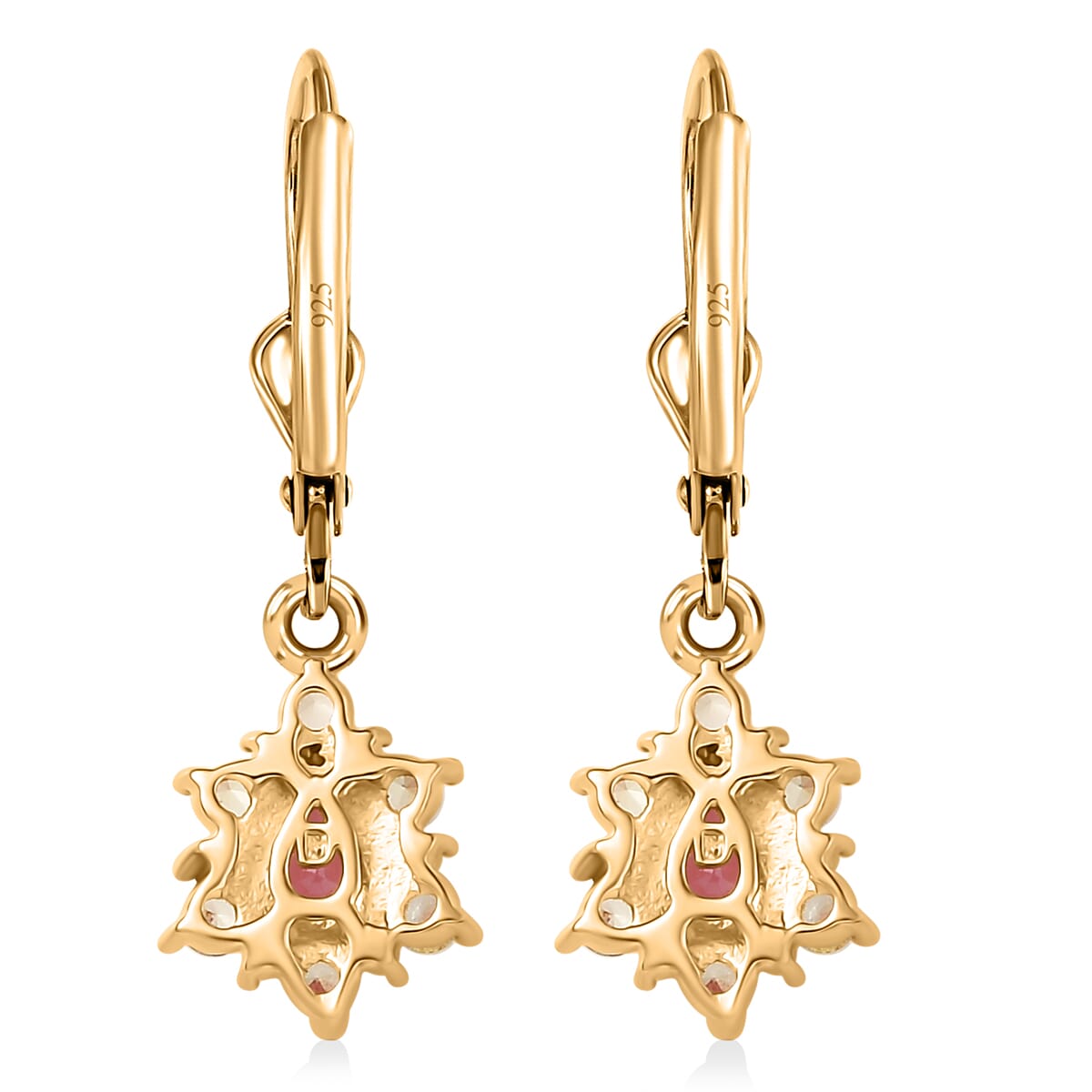 D’Joy Premium Mahenge Spinel and Multi Gemstone 0.55 ctw Lever Back Earrings in 18K Vermeil YG Over Sterling Silver image number 5