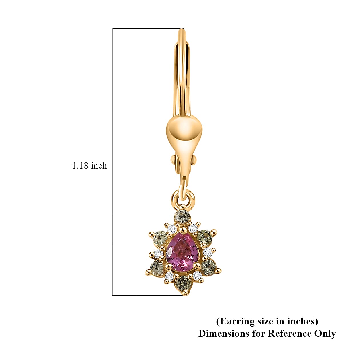 D'Joy Premium Mahenge Spinel and Multi Gemstone 0.55 ctw Drop Earrings in 18K Vermeil YG Over Sterling Silver