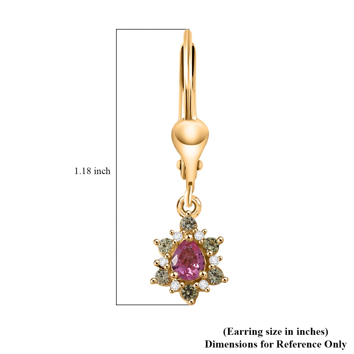 D’Joy Premium Mahenge Spinel and Multi Gemstone 0.55 ctw Lever Back Earrings in 18K Vermeil YG Over Sterling Silver image number 6