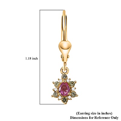 D'Joy Premium Mahenge Spinel and Multi Gemstone 0.55 ctw Drop Earrings in 18K Vermeil YG Over Sterling Silver