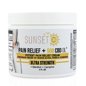 Sunset CBD Gold Menthol Pain Relief Cream + Menthol & Camphor 500MG | 4oz