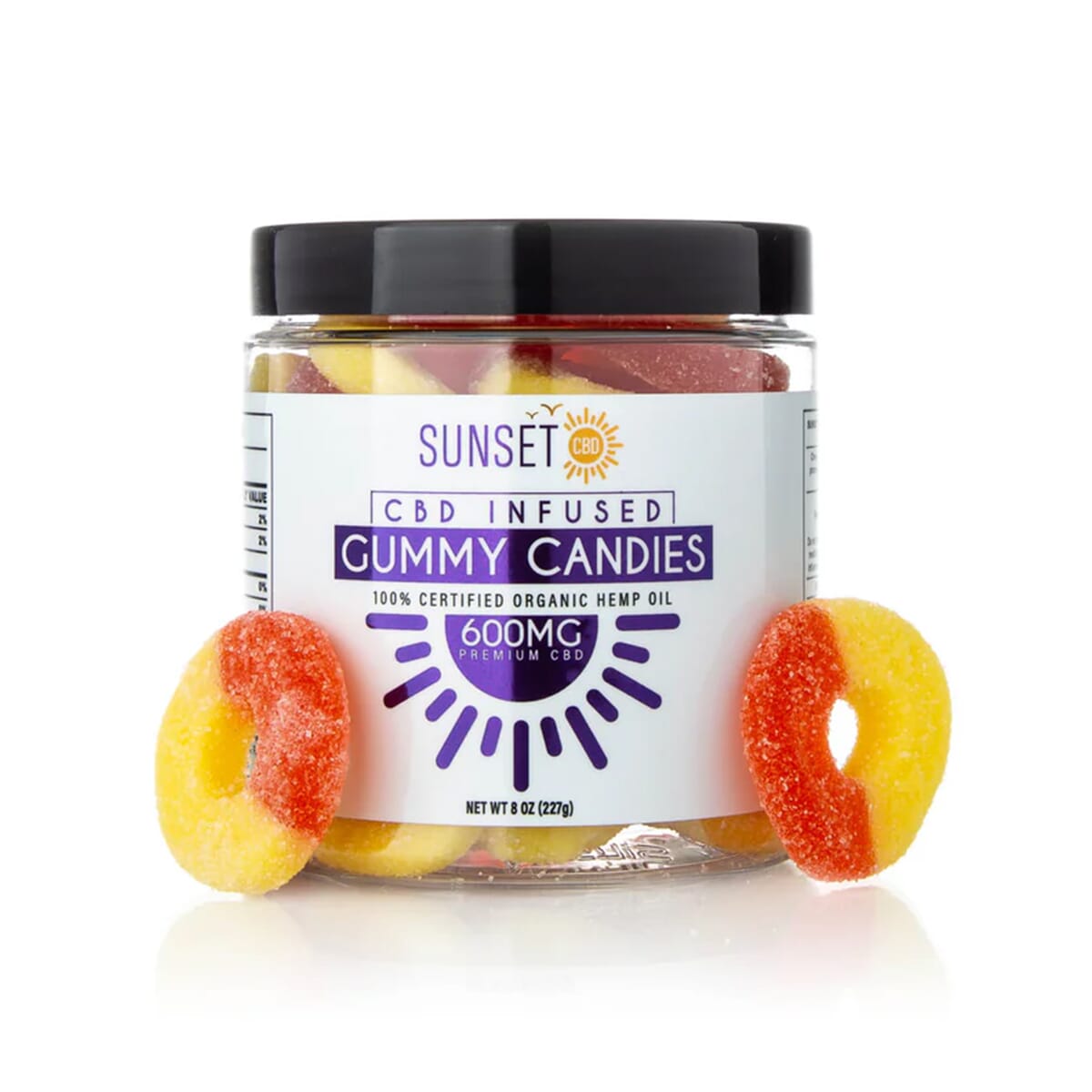 Sunset CBD Infused Peach Rings - 600MG | 8oz image number 0