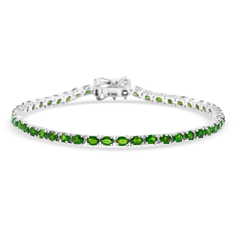 Chrome Diopside 8.25 ctw Tennis Bracelet in Rhodium Over Sterling Silver (8.25 In)