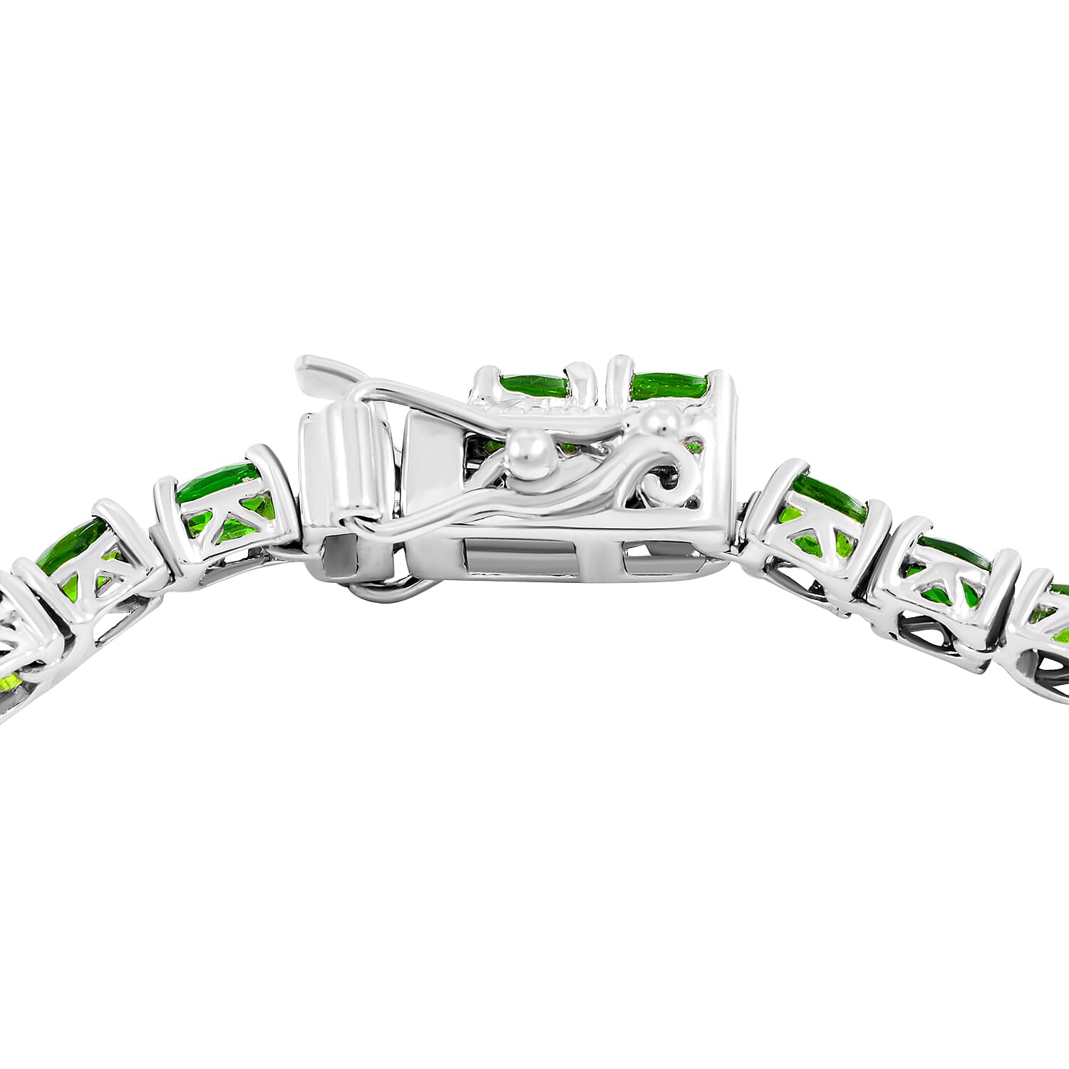 Chrome Diopside 8.25 ctw Tennis Bracelet in Rhodium Over Sterling Silver (8.25 In)