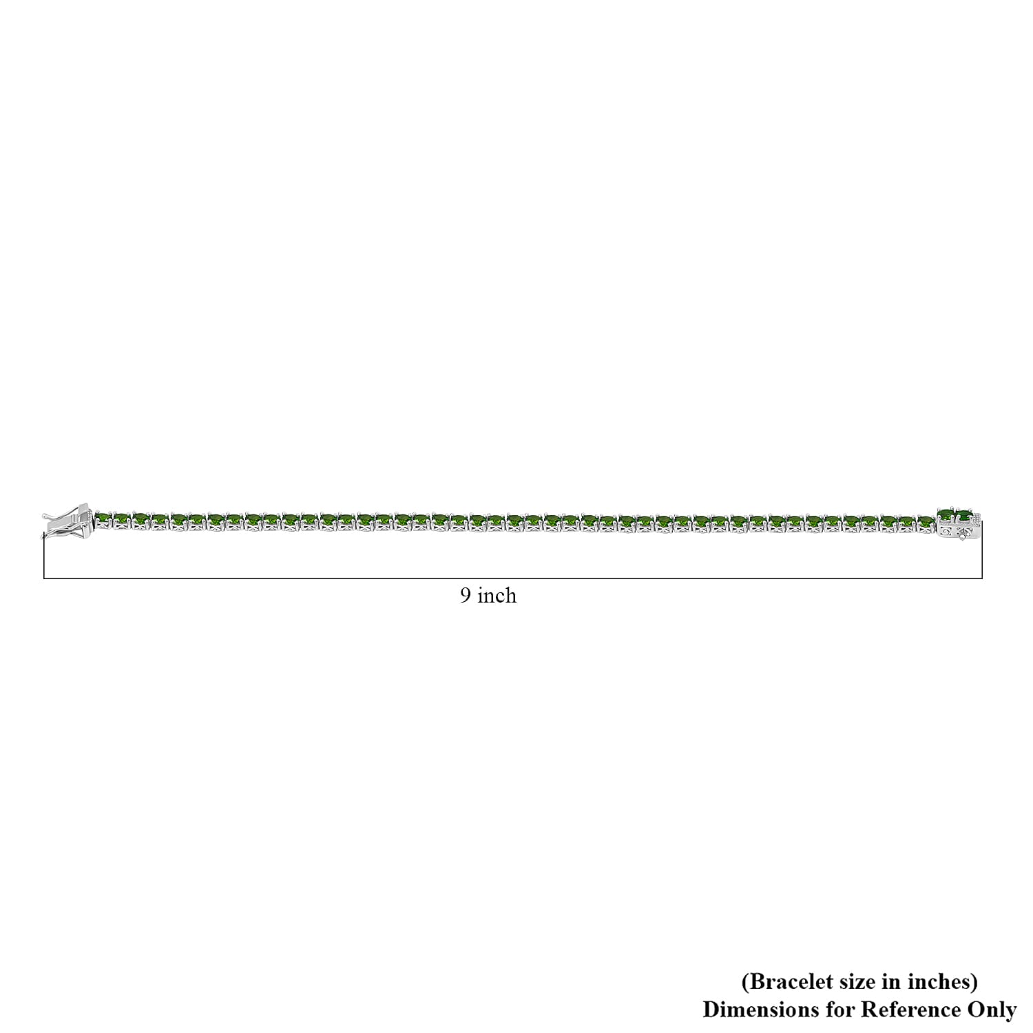 Chrome Diopside 8.25 ctw Tennis Bracelet in Rhodium Over Sterling Silver (8.25 In)
