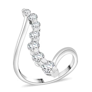 Moissanite 1.20 ctw Ring in Platinum Over Sterling Silver (Size 8.5)