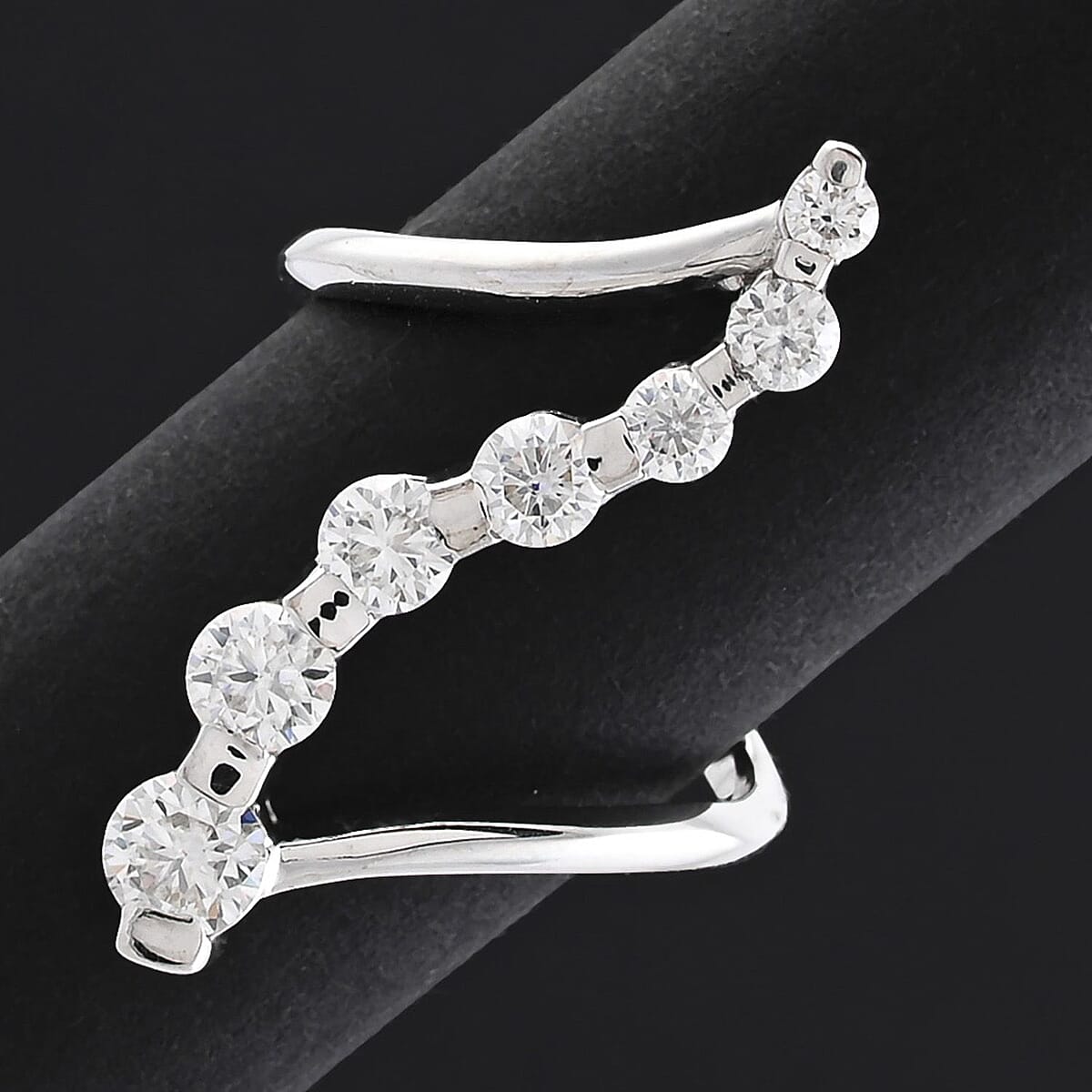 Moissanite 1.20 ctw Ring in Platinum Over Sterling Silver (Size 8.5) image number 1