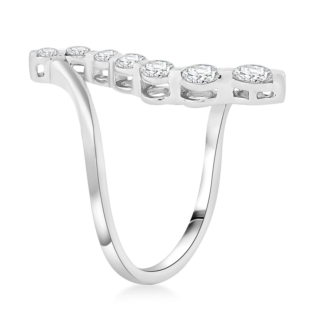 Moissanite 1.20 ctw Ring in Platinum Over Sterling Silver (Size 8.5) image number 3