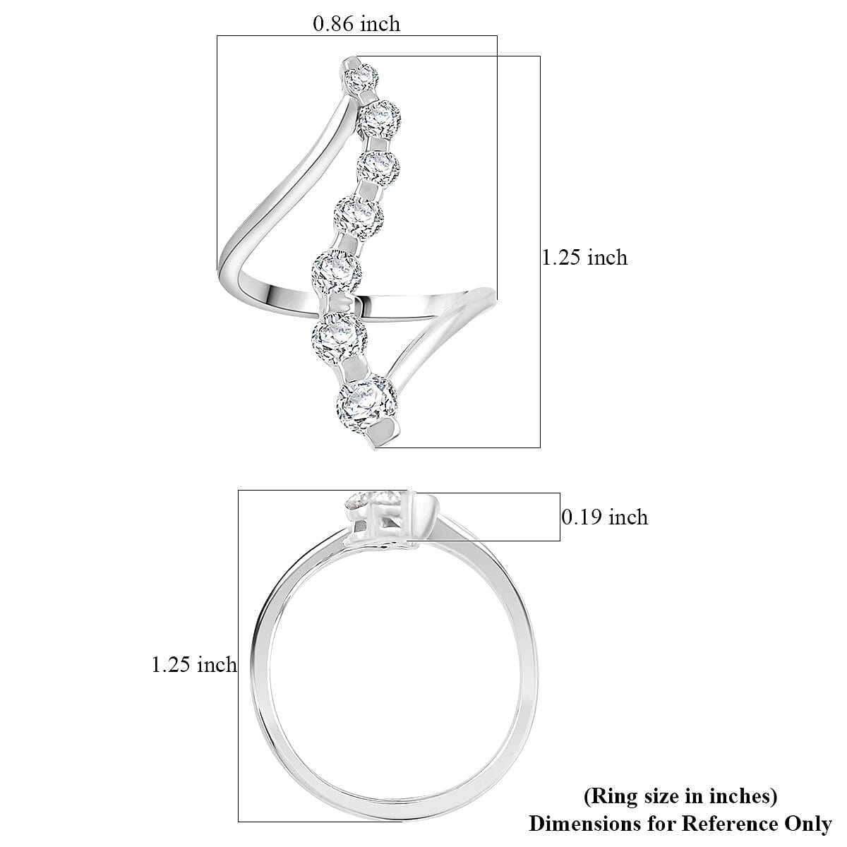 Moissanite 1.20 ctw Ring in Platinum Over Sterling Silver (Size 8.5) image number 4